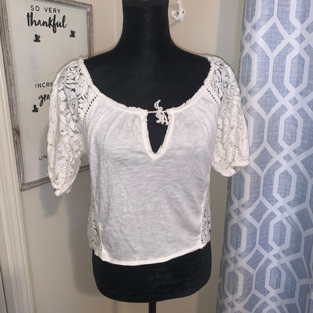white floral lace top